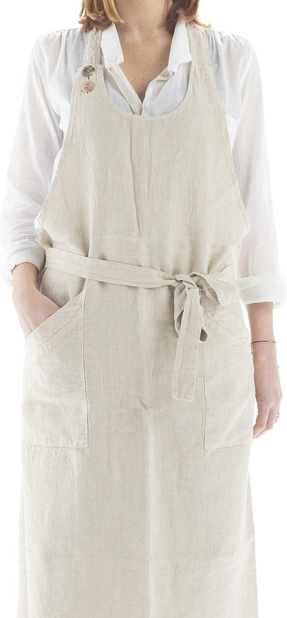 La Fabbrica del Lino Grmbiule con pettorina BORDI&CORNICI, corda La Fabbrica del Lino Grmbiule con pettorina BORDI&CORNICI, corda