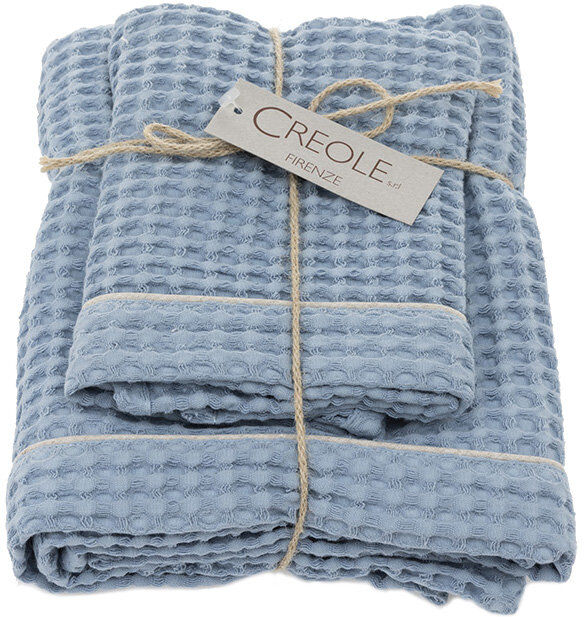 Creole Set viso + ospite Nido d'Ape, azzurro Creole Set viso + ospite Nido d'Ape, azzurro