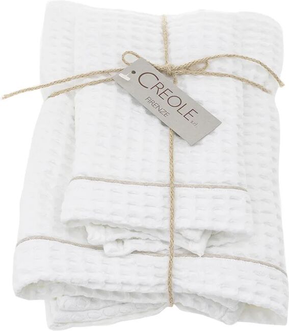 Creole Set viso + ospite Nido d'Ape, bianco Creole Set viso + ospite Nido d'Ape, bianco