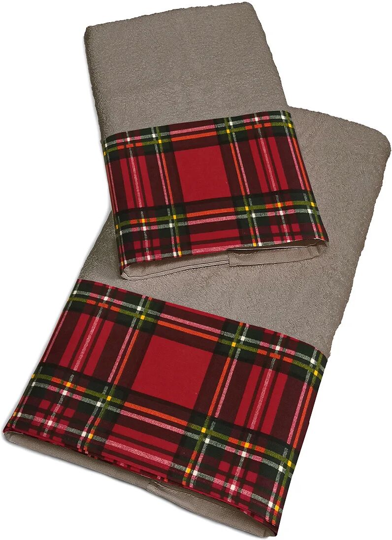 Passione tartan 1+1 spugna tortora - balza tartan rosso