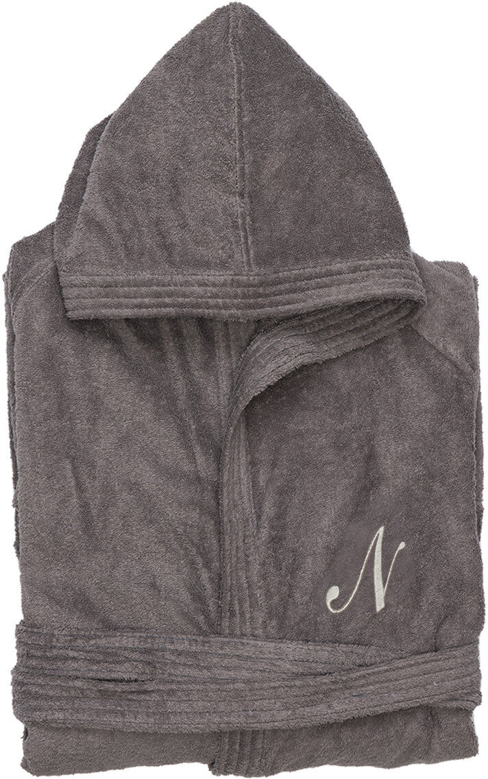 Monogram Accappatoio con cappuccio monogram n, grigio Monogram Accappatoio con cappuccio monogram n, grigio