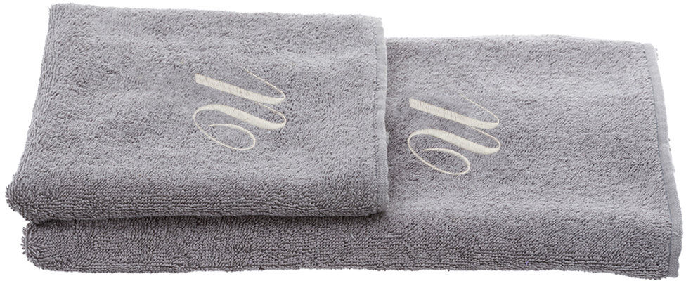 Monogram Coppia salvietta + ospite monogram u, grigio Monogram Coppia salvietta + ospite monogram u, grigio