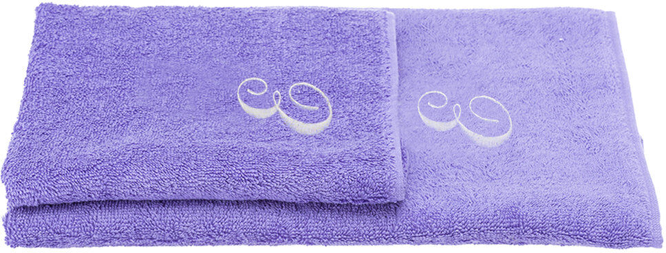 Monogram Coppia salvietta + ospite monogram e, lilla Monogram Coppia salvietta + ospite monogram e, lilla