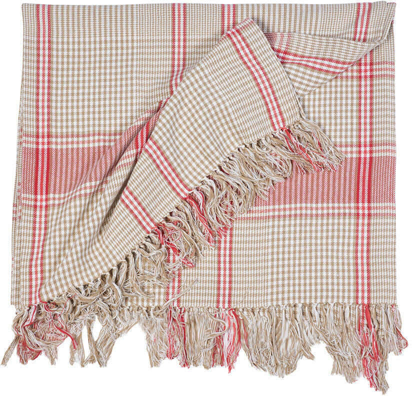 Giardino a colori Tovaglia tartan beige, rosso in cotone - 150x300 Giardino a colori Tovaglia tartan beige, rosso in cotone - 150x300