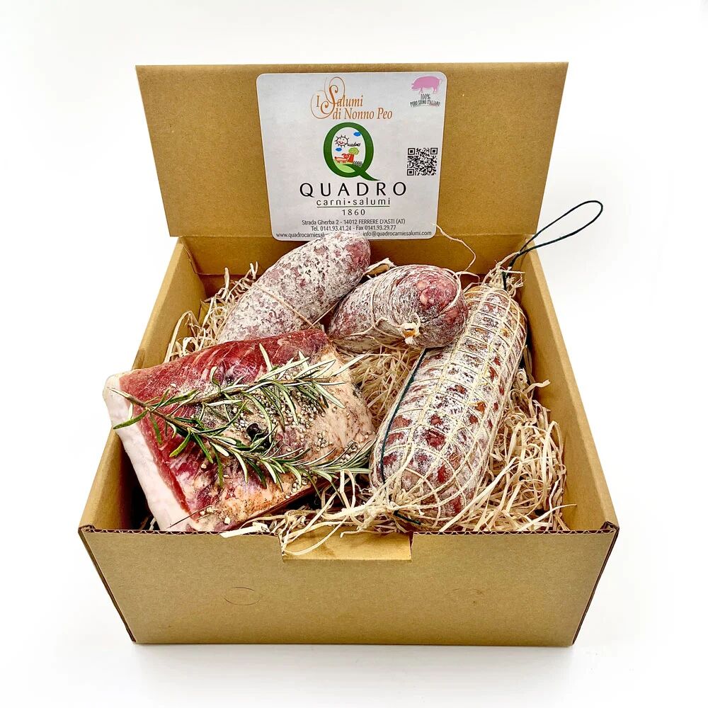 Quadro Carni e Salumi Specialità dal Piemonte: Lardo Salato - Salame al Cinghiale - Salame al Tartufo