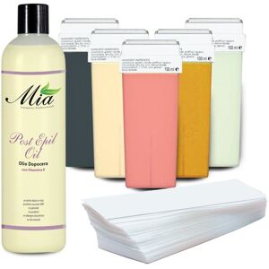 Mia Cosmetici Kit Completo 6 Ricariche Rullo, Strisce E Post Depilazione