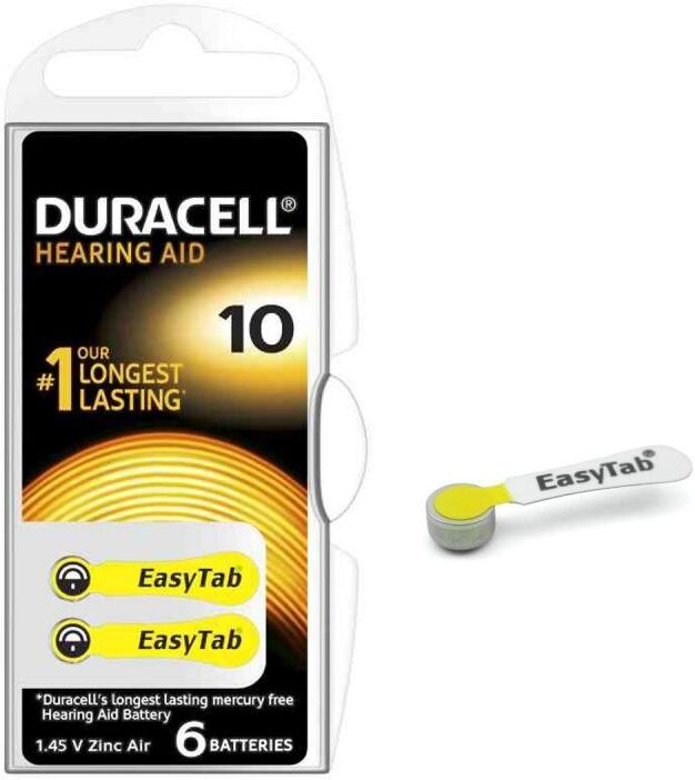 Duracell 10 Easytab - Blister Da 6 Batterie Per Protesi Acustiche Duracell 10 Easytab - Blister Da 6 Batterie Per Protesi Acustiche