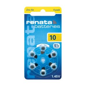 Renata Za10 Free Mercury - Blister Da 6 Batterie Per Protesi Acustiche