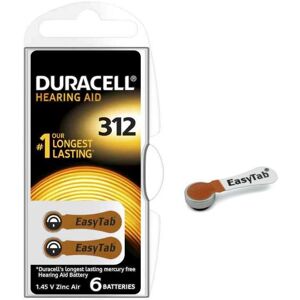 Duracell 312 Easytab - Blister Da 6 Batterie Per Protesi Acustiche