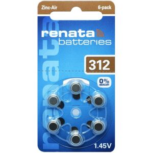 Renata Za312 Free Mercury - Blister Da 6 Batterie Per Protesi Acustiche