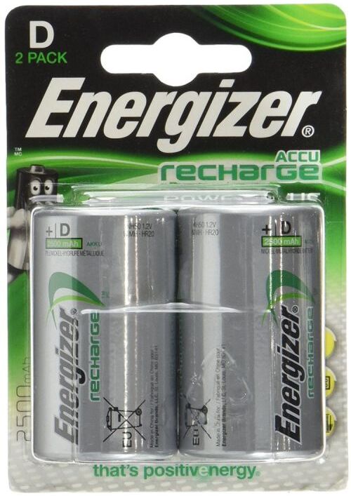 Energizer Torcia D 2500 Mah - Blister Da 2 Batterie Ricaricabili