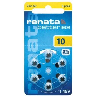 Renata Za10 Free Mercury - Blister Da 6 Batterie Per Protesi Acustiche Renata Za10 Free Mercury - Blister Da 6 Batterie Per Protesi Acustiche