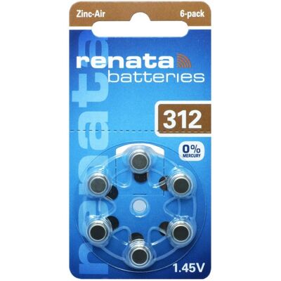 Renata Za312 Free Mercury - Blister Da 6 Batterie Per Protesi Acustiche Renata Za312 Free Mercury - Blister Da 6 Batterie Per Protesi Acustiche