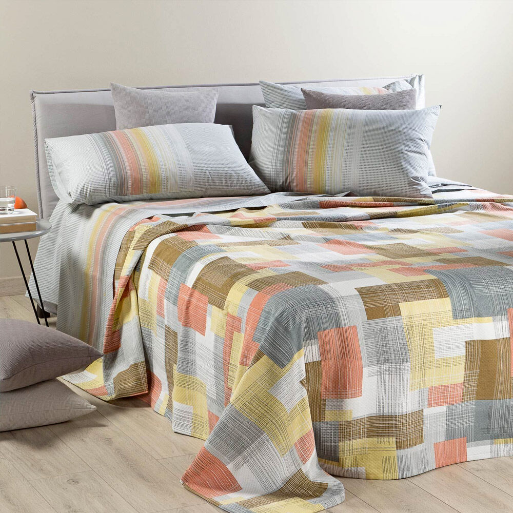 Caleffi Copriletto estivo panama di cotone Zenit toni caldi Caleffi Copriletto estivo panama di cotone Zenit toni caldi