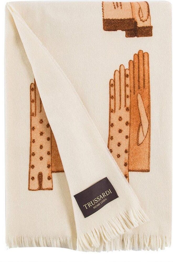Trussardi PLAID GLOVES 130x180 sabbia pura lana Trussardi PLAID GLOVES 130x180 sabbia pura lana