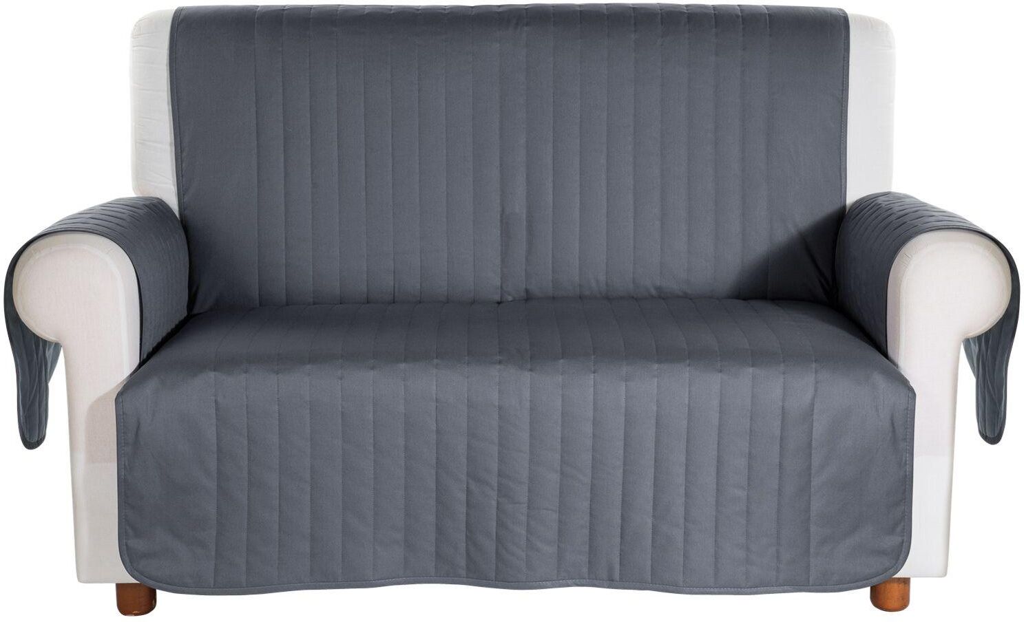 Caleffi Copridivano trapuntato Caleffi Bicolor in cotone 2 posti grigio reversibile Caleffi Copridivano trapuntato Caleffi Bicolor in cotone 2 posti grigio reversibile