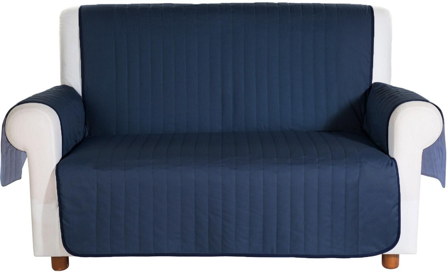 Caleffi Copridivano trapuntato Bicolor in cotone 2 posti blu notte Caleffi Copridivano trapuntato Bicolor in cotone 2 posti blu notte