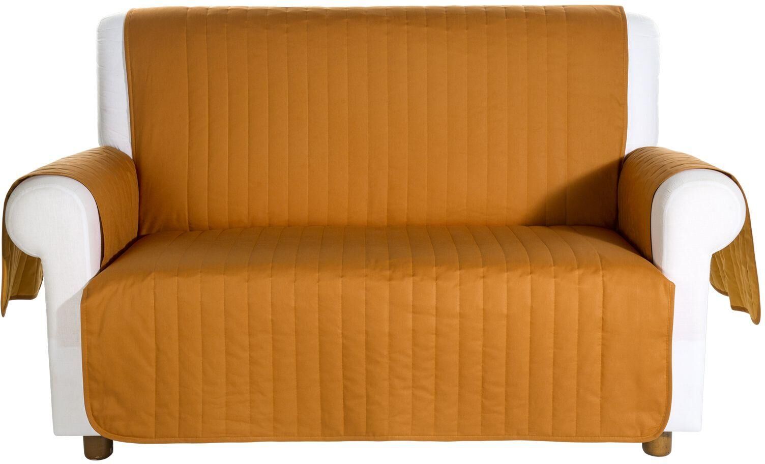 Caleffi Copridivano salvadivano trapuntato Bicolor in cotone- 2 posti cognac Caleffi Copridivano salvadivano trapuntato Bicolor in cotone- 2 posti cognac