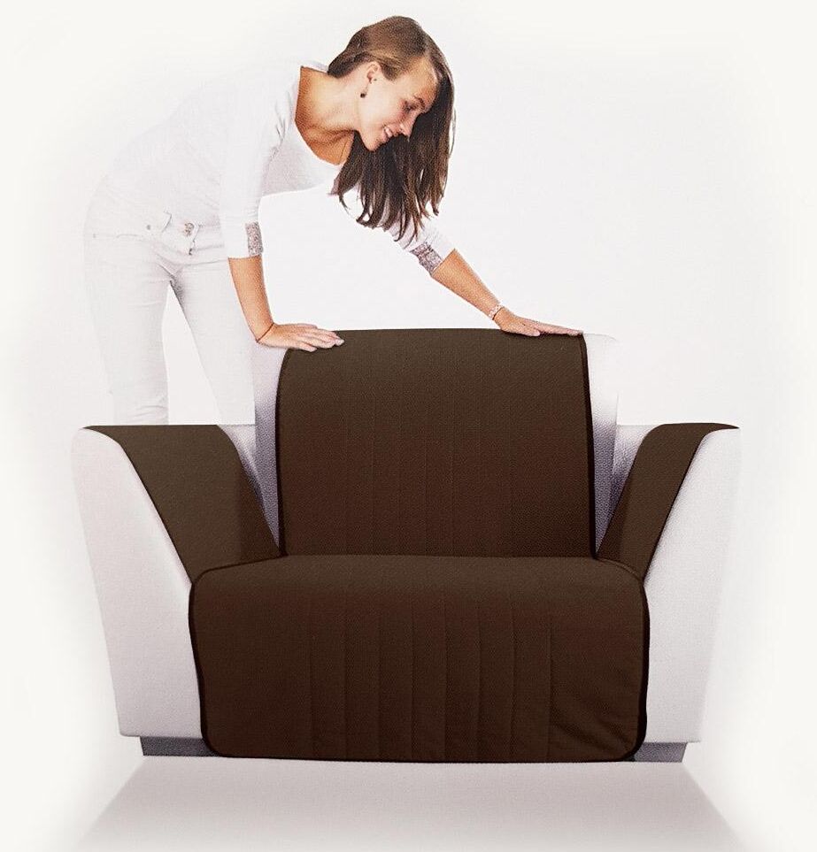 Caleffi Copripoltrona trapuntato Bicolor in cotone poltrona moka Caleffi Copripoltrona trapuntato Bicolor in cotone poltrona moka