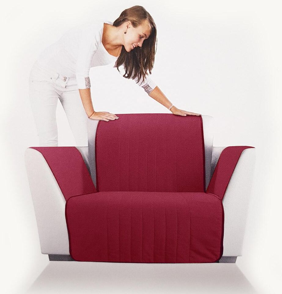 Caleffi Copripoltrona salvadivano trapuntato Bicolor in cotone- poltrona bordeaux Caleffi Copripoltrona salvadivano trapuntato Bicolor in cotone- poltrona bordeaux