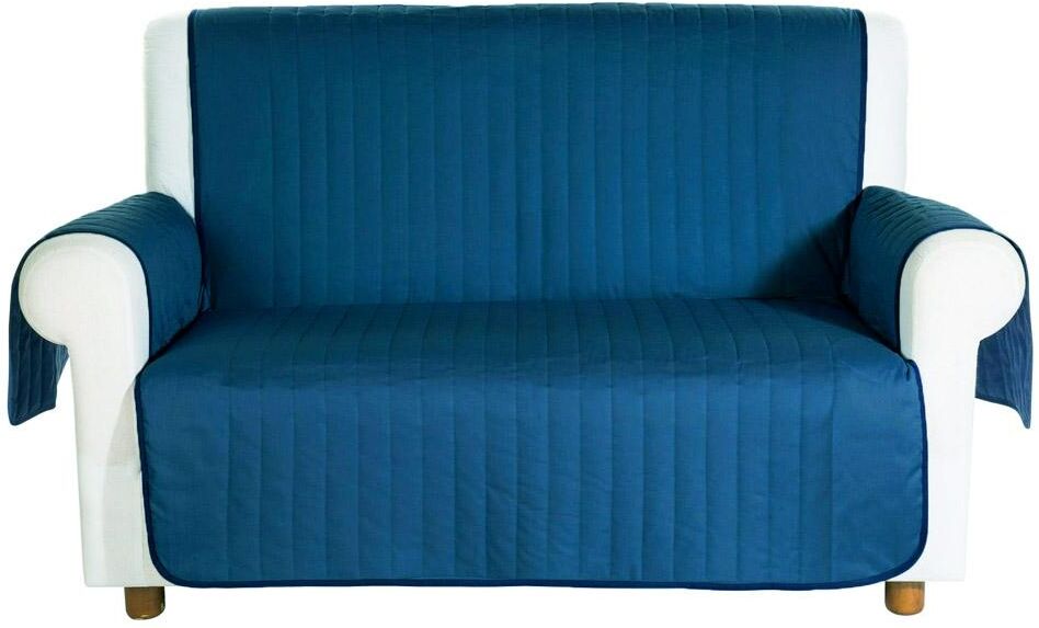 Caleffi Copridivano salvadivano trapuntato Bicolor in cotone- 3 posti bluette Caleffi Copridivano salvadivano trapuntato Bicolor in cotone- 3 posti bluette