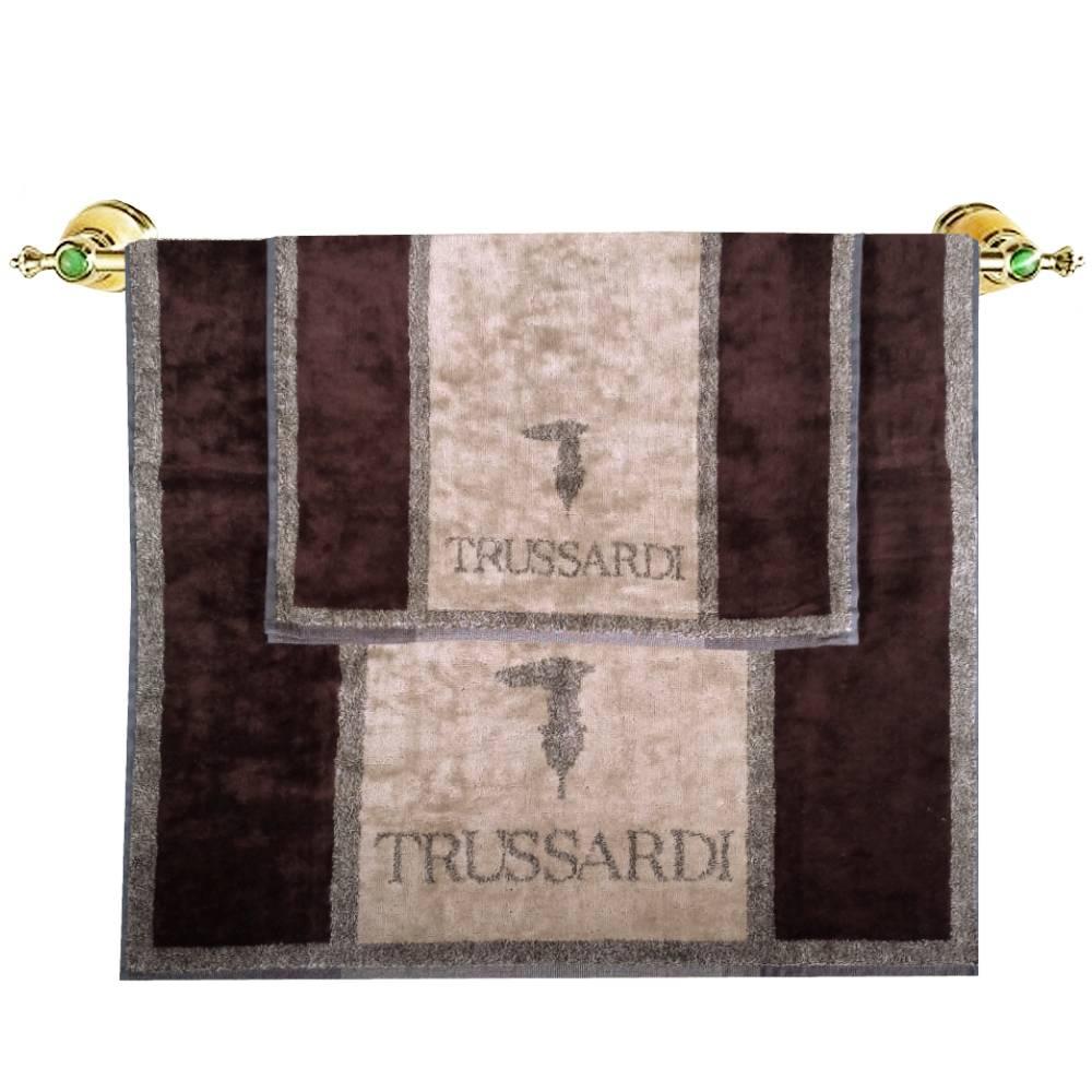 Trussardi Set BAGNO 1 + 1 Asciugamano + Ospite Milano MARRONE