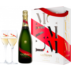 champagne mumm - cordon rouge - cofanetto 2 flute