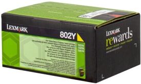 Lexmark TONER GIALLO 802Y 80C20Y0 1000 COPIE CARTUCCIA DI STAMPA RIUTILIZZABILE ORIGINALE