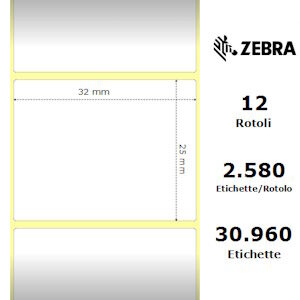 zebra etichette 800261-105 12pck z -select 12 rotoli, termo, 2000d, 31,75x25,4 mm, 2580 et originale