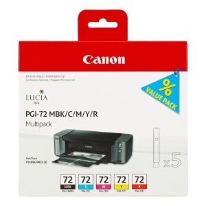 Canon Multipack Nero / Ciano / Magenta / Giallo / Rosso Pgi-72 6402B009 5 Cartucce Pgi-72: Originale