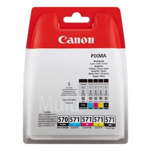 Canon multipack nero / ciano / magenta / giallo pgi-570+cli-571 0372c004 5 cartucce d'inch originale