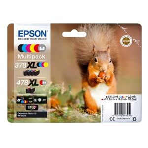 Epson Multipack Nero / Ciano / Magenta / Giallo / Rosso / Grigio C13T379D4010 378Xl+478Xl Originale