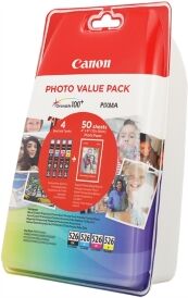 canon value pack nero / ciano / magenta / giallo cli-526 photo 4540b017 4 cartucce d'inchi originale