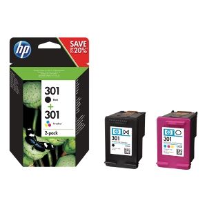 MULTIPACK NERO / DIFFERENTI COLORI N9J72AE 301 2X INCHIOSTRO HP 301: 1X CH561EE + 1X CH ORIGINALE