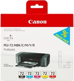 Canon multipack nero / ciano / magenta / giallo / rosso pgi-72 6402b009 5 cartucce pgi-72: originale