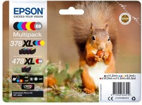 Epson Multipack Nero / Ciano / Magenta / Giallo / Rosso / Grigio C13T379D4010 378Xl+478Xl Originale