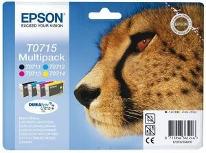 Epson MULTIPACK NERO / CIANO / MAGENTA / GIALLO C13T07154012 T0715 4 CARTUCCE: T0711 + T07 ORIGINALE