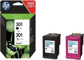 MULTIPACK NERO / DIFFERENTI COLORI N9J72AE 301 2X INCHIOSTRO HP 301: 1X CH561EE + 1X CH ORIGINALE