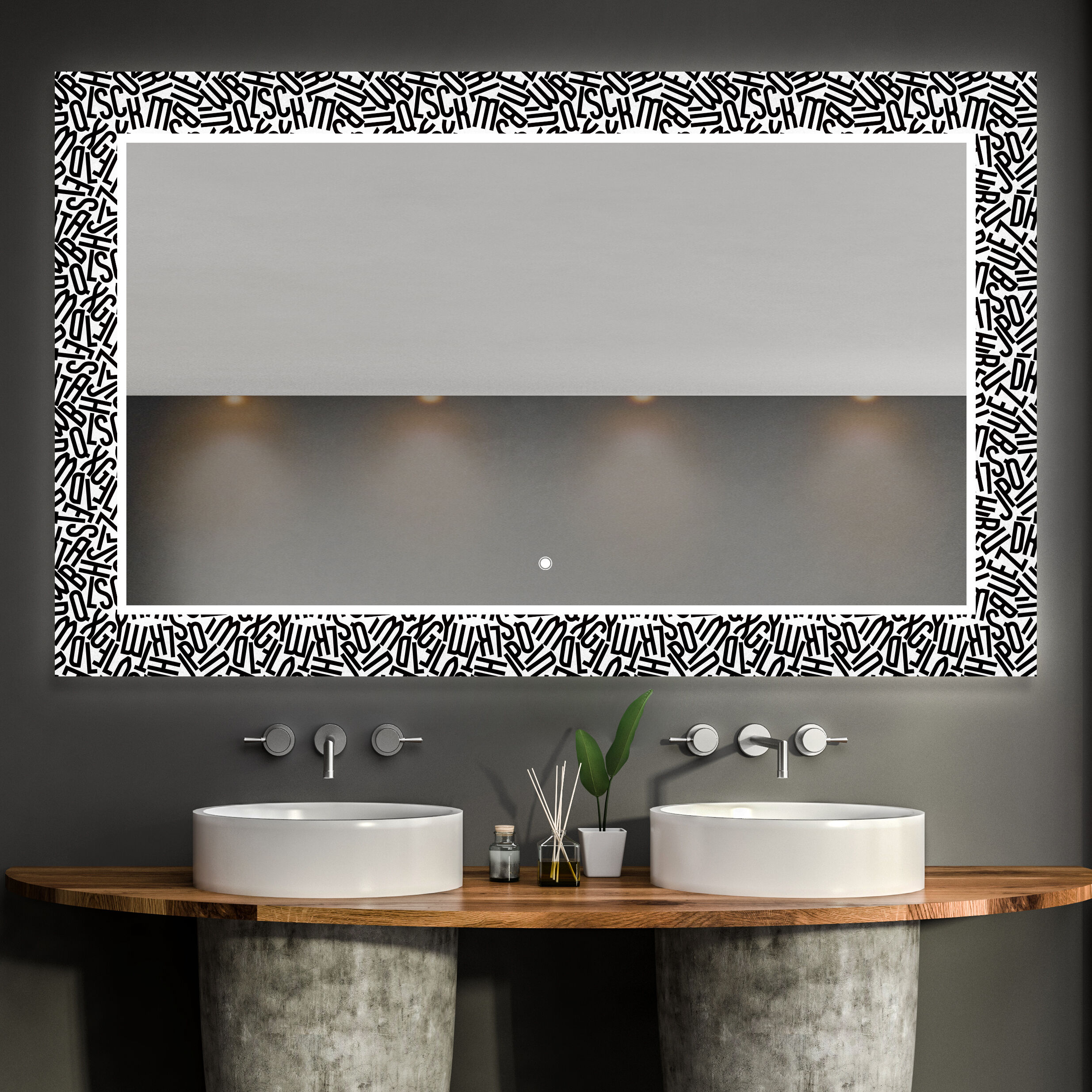 Artforma Specchi LED decorativi da parete da bagno specchio bagno con Interruttore tattile - Letters 50x50