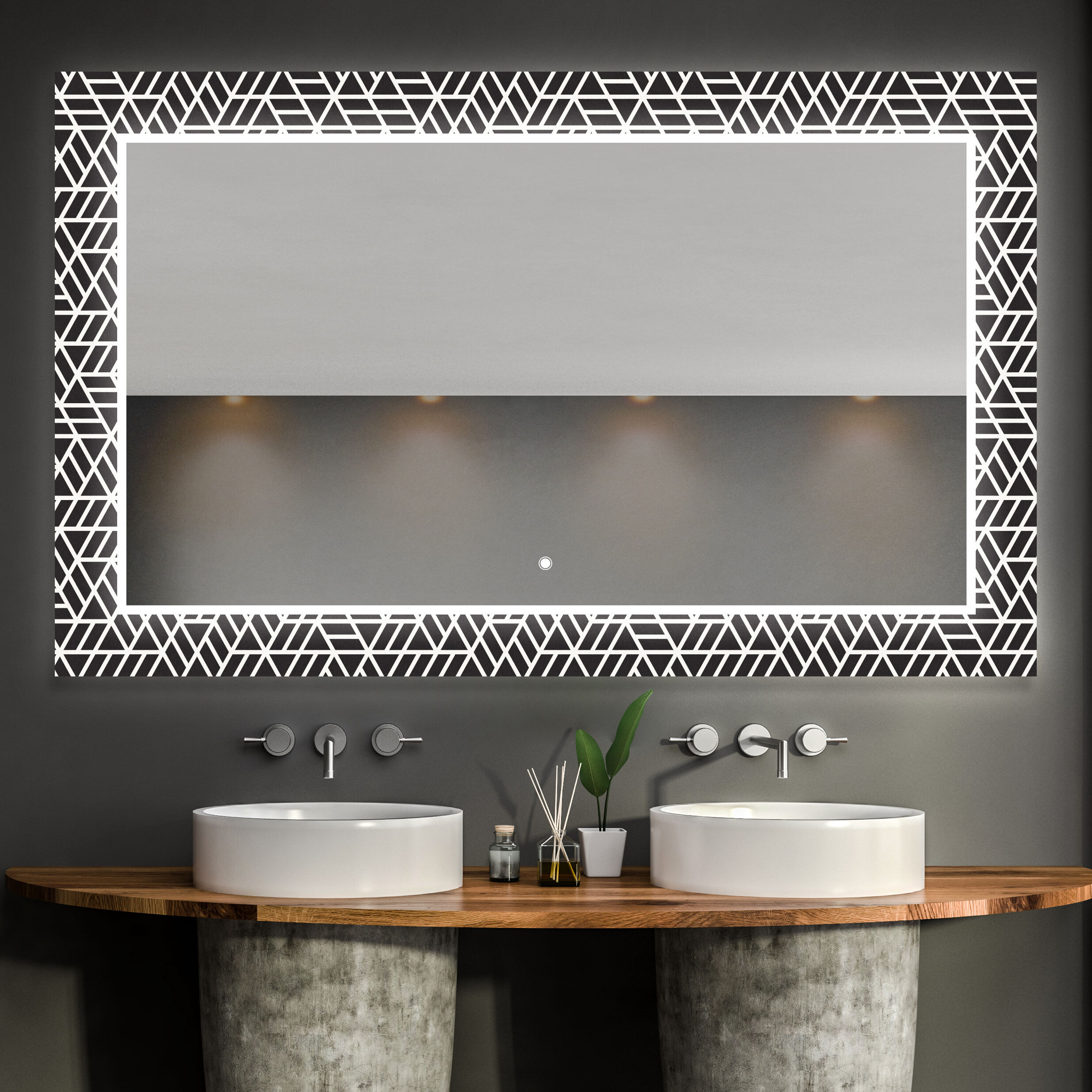 Artforma Specchi LED decorativi da parete da bagno specchio bagno con Interruttore tattile - Triangless 50x50