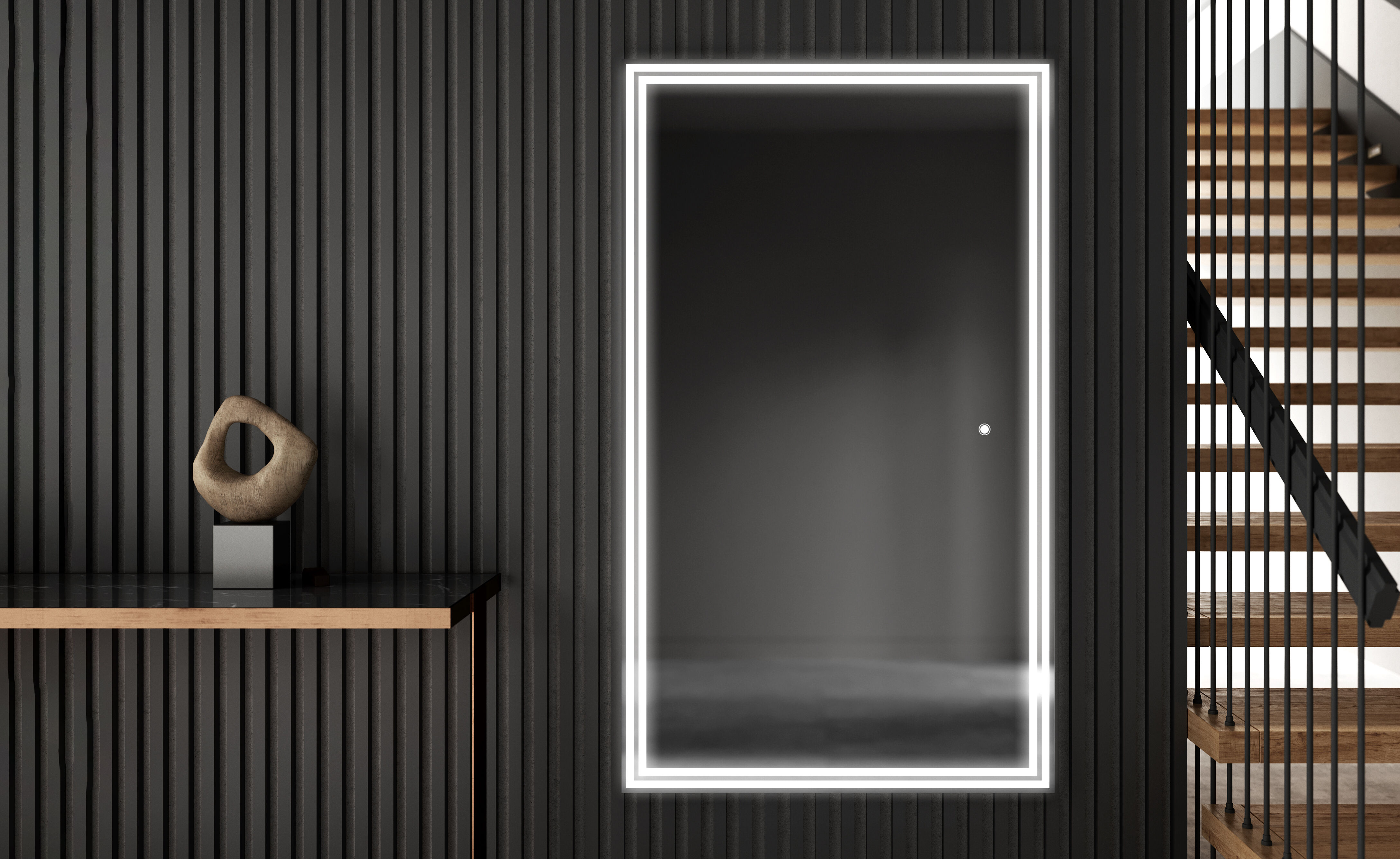 Artforma Specchio ingresso retroilluminato LED L57 specchio da parete moderno con cornice bianca 50x50
