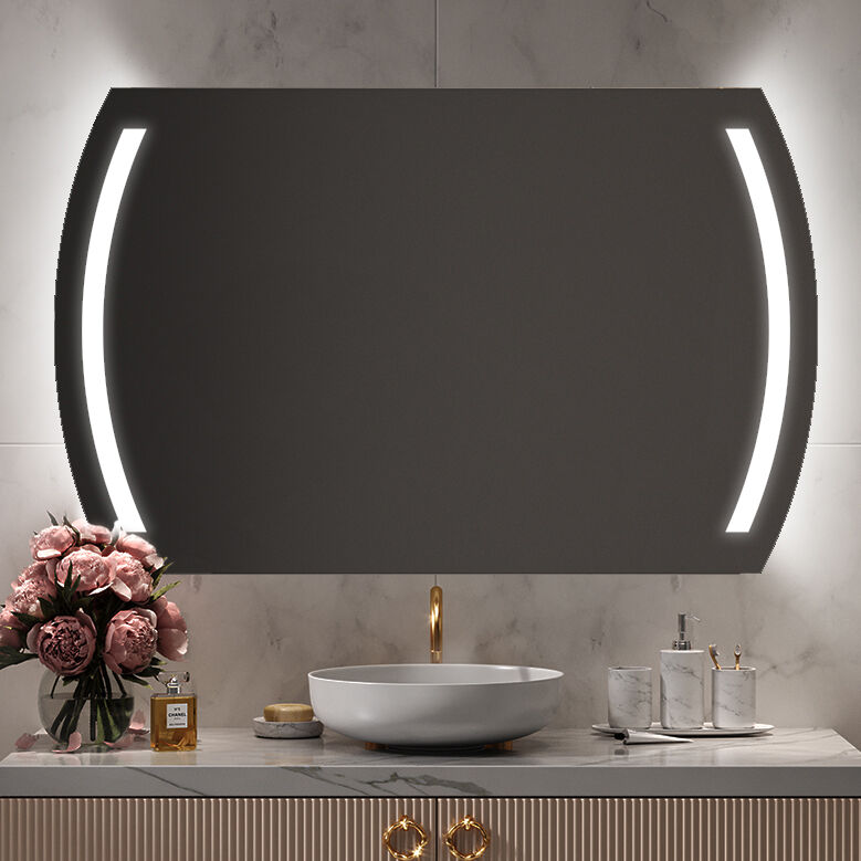 Artforma Specchio da parete moderno per bagno con luci L67 specchio con cornice bianca 50x50