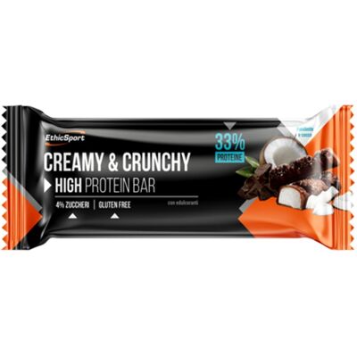EthicSport Creamy & Crunchy High Protein Bar Barrette Proteiche 33% Gusto Fondente Cocco EthicSport Creamy & Crunchy High Protein Bar Barrette Proteiche 33% Gusto Fondente Cocco