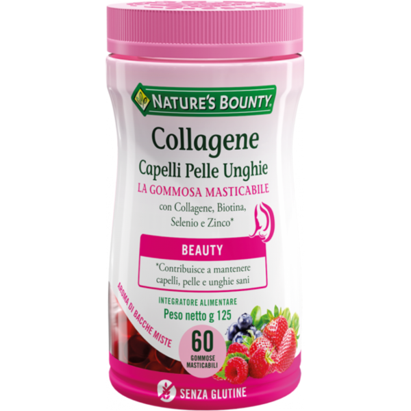 nature's bounty collagene capelli pelle unghie con collagene, vitamine e minerali 60 gommose