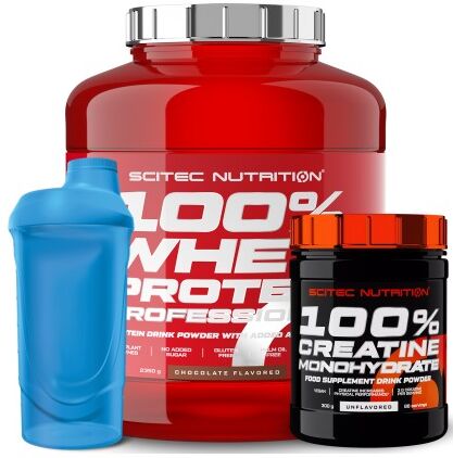 scitec nutrition 100% whey protein professional 2350 gr + creatina 300 gr + shaker