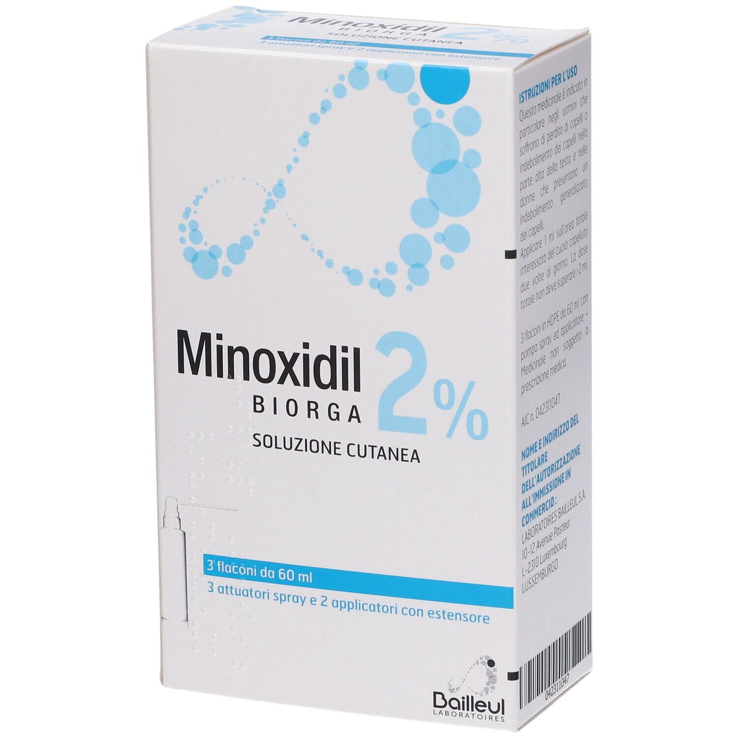 Laboratoires Bailleul S.a. Minoxidil Biorga 2% soluzione cutanea 3x60 ml Soluzione