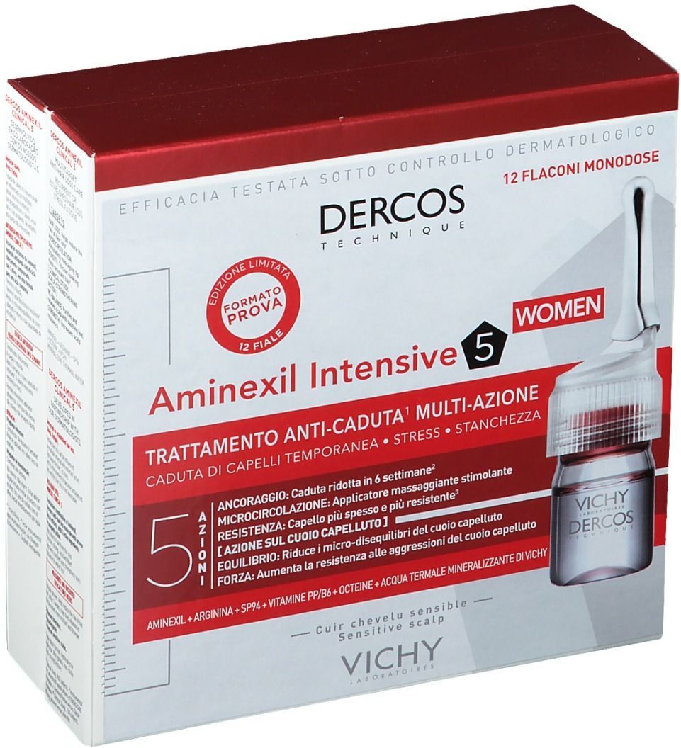 Vichy Dercos Aminexil Intensive 5 Trattamento Anti-Caduta Donna  12X6 Vichy Dercos Aminexil Intensive 5 Trattamento Anti-Caduta Donna  12X6