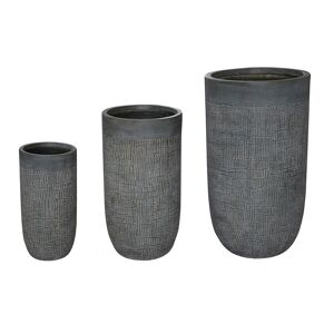 Milani Home set di vasi in fibra sintetica di design moderno industrial G.44x44x78,5/M.34x3 Antracite 44 x 79 x 44 cm
