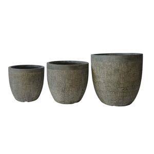 Milani Home set di vasi in fibra sintetica di design moderno industrial G.44x44x43,5/M.37,5 Marrone 44 x 44 x 44 cm