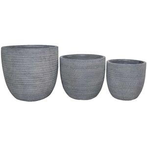 Milani Home Set Di 3 Vasi Per Piante Da Esterno Interno Di Design Con 3 Dimensioni In Fibra Grigio 45 x 43 x 45 cm